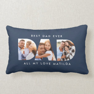 Coussin Rectangle Papa photo typographie moderne cadeau enfant