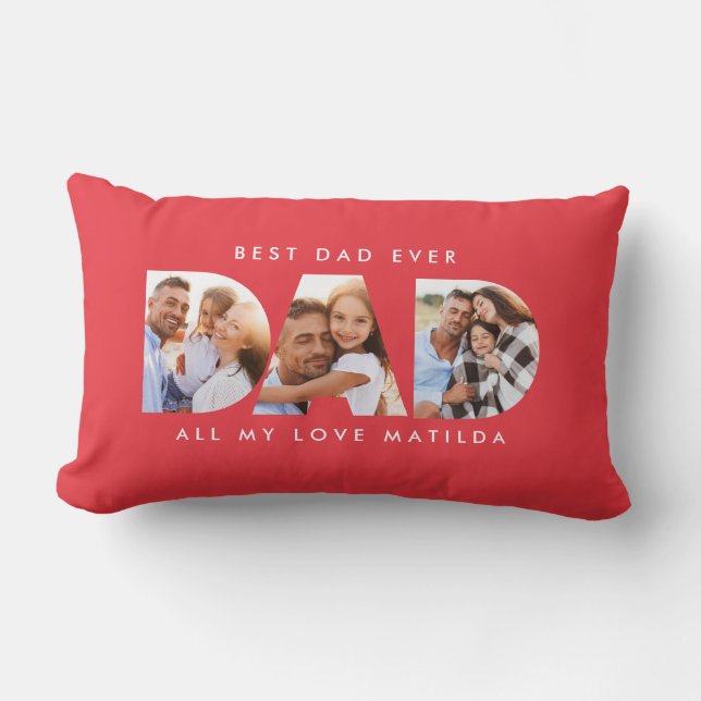 Coussin Rectangle Papa photo typographie moderne cadeau enfant (Recto)