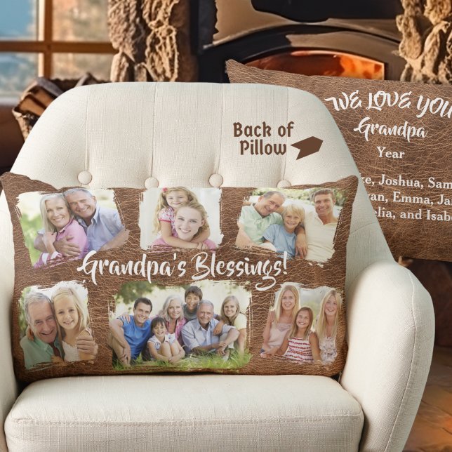 Coussin Rectangle Papé Personnalisé Rustique Noms des Grands-Pères e (Créateur téléchargé)