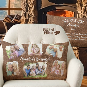 Coussin Rectangle Papé Personnalisé Rustique Noms des Grands-Pères e