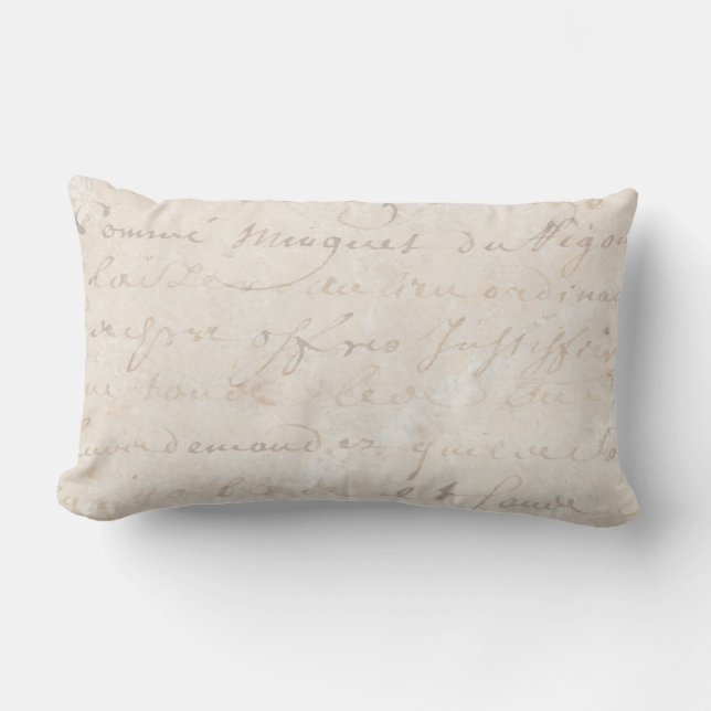 Coussin Rectangle papier parcheminé français vintage de manuscrit de (Recto)