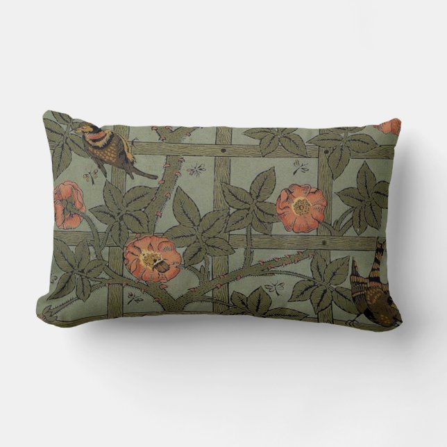 Coussin Rectangle Papier peint à motif treillis de William Morris (Recto)