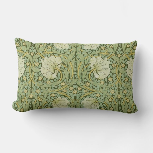 Coussin Rectangle Papier peint floral bleu Pimpernel de William Morr (Recto)
