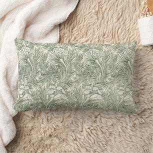 Coussin Rectangle Papier peint tulipe classique vert de William Morr