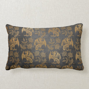 Coussin Rectangle Papier peint vintage de dragon d'imaginaire de