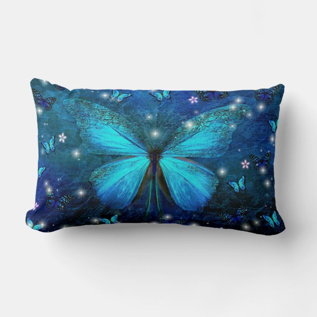Coussin Rectangle Papillon bleu élégant (Recto)