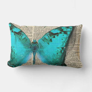 Coussin Rectangle Papillon bleu, page de dictionnaire, décoratif