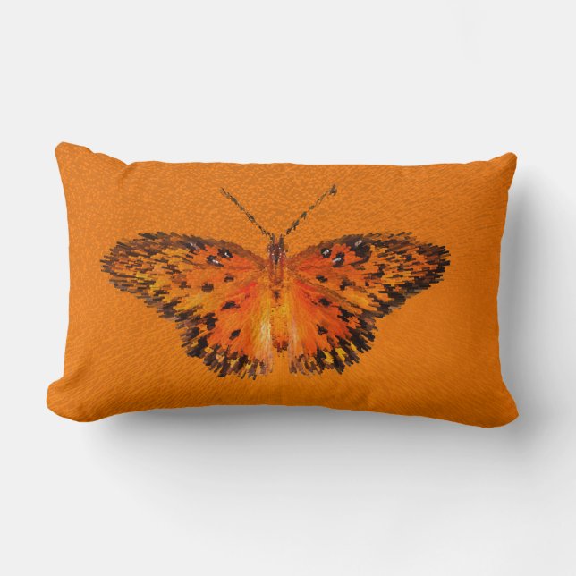 Coussin Rectangle Papillon de Passion, belles ailes en orange (Recto)