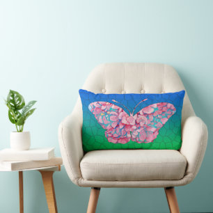 Coussin Rectangle Papillon en verre tendu sur Mosaic Gradient