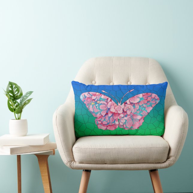 Coussin Rectangle Papillon en verre tendu sur Mosaic Gradient (Chaise)