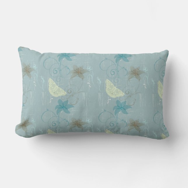 Coussin Rectangle papillon et flore motifs (Recto)