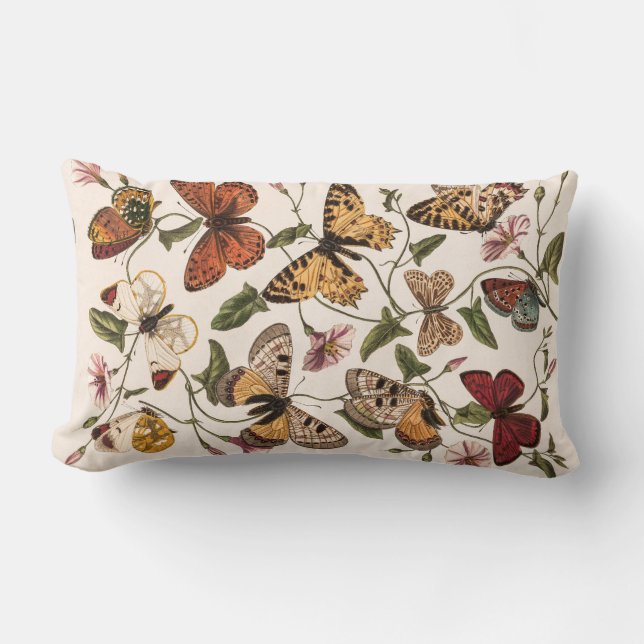 Coussin Rectangle Papillon et papillon de Paul Gervais Lancer l'orei (Recto)