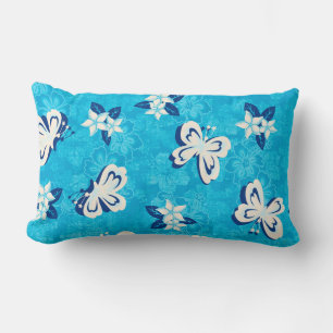 Coussin Rectangle Papillon Honolua Plumeria et Hibiscus hawaïen