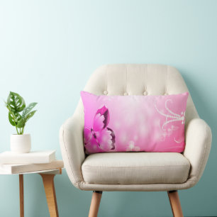 Coussin Rectangle Papillon magenta