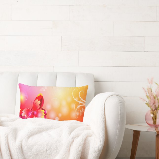 Coussin Rectangle Papillon rouge (Canapé)