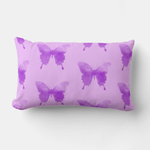 Coussin Rectangle Papillons Aquarelle - Lavande et Violette