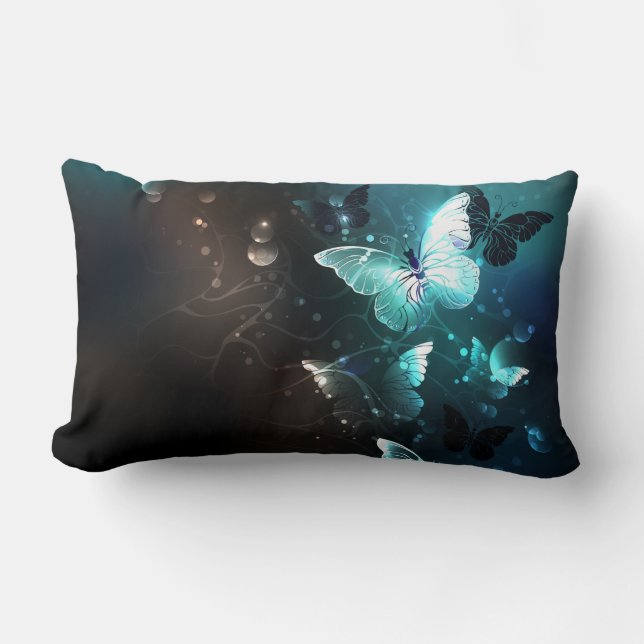 Coussin Rectangle Papillons de nuit à la menthe (Recto)