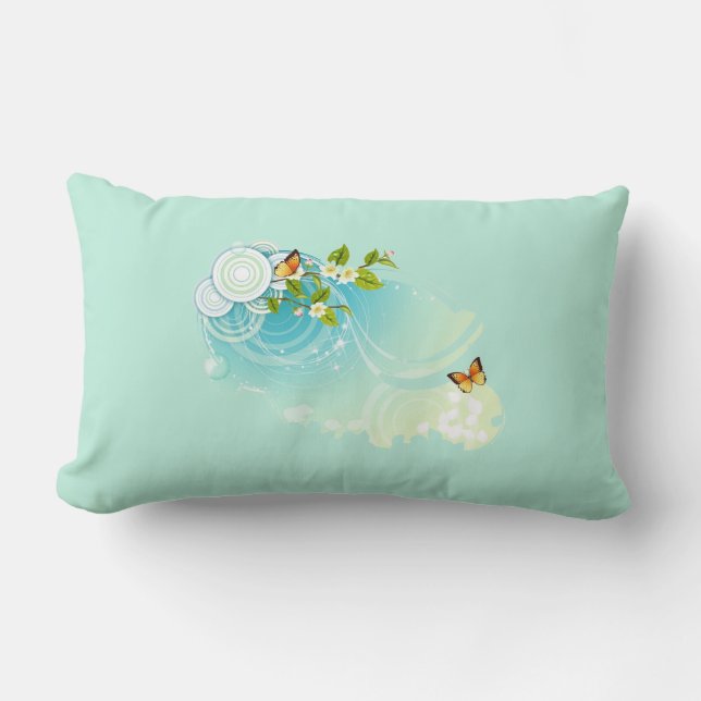 Coussin Rectangle Papillons et fleurs (Recto)