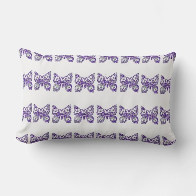 Coussin Rectangle Papillons Fleuris (Recto)