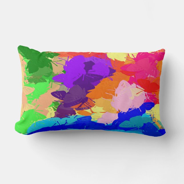Coussin Rectangle Papillons Kaleidoscope arc-en-ciel (Recto)