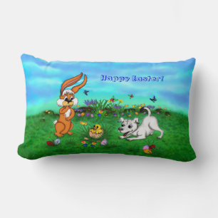 Coussin Rectangle Pâques - Chiot Capo Rabbit et Chick