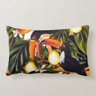Coussin Rectangle Paradis tropical. Toucans et agrume