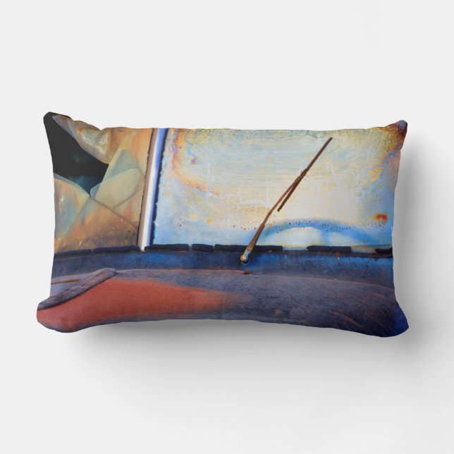 Coussin Rectangle Pare-brise d'un vieux camion rouillé (Recto)