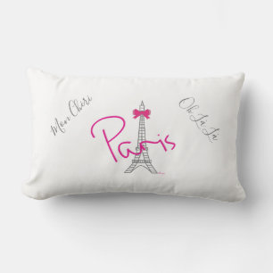 Coussin Rectangle Paris, blanc moderne français d'arc de rose de