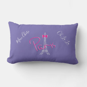 Coussin Rectangle Paris, pourpre moderne français d'arc de rose de