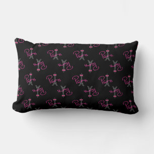 Coussin Rectangle Paris, Tour Eiffel avec Bow rose