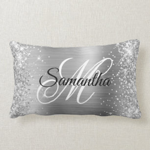 Coussin Rectangle Parties scintillant d'argent et brillant Satin Foi