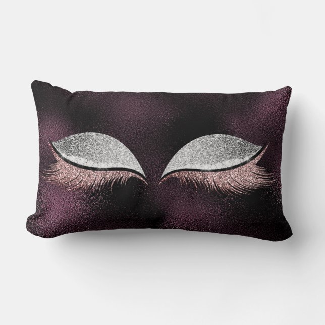 Coussin Rectangle Parties scintillant d'argent Lashes de maquillage  (Recto)
