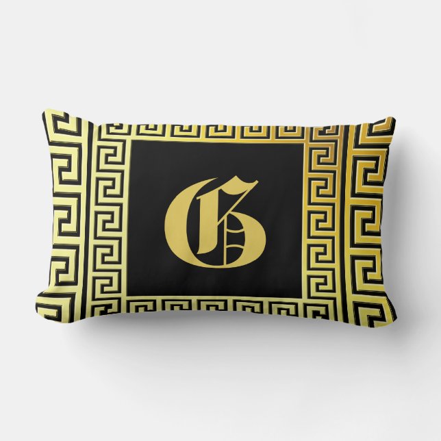 Coussin Rectangle Parties scintillant de luxe clé grecque monogramme (Recto)