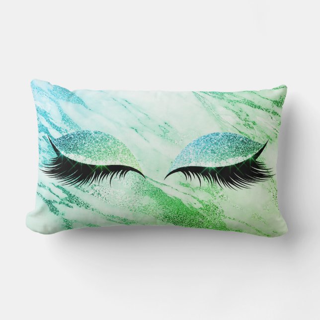 Coussin Rectangle Parties scintillant de Monnaie Bleue Verte Marbre  (Recto)