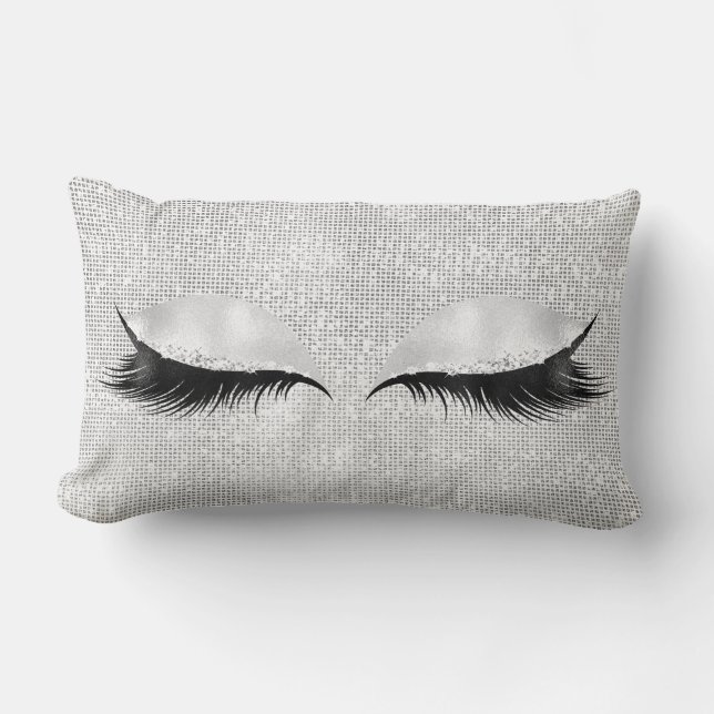Coussin Rectangle Parties scintillant de séquence d'argent Lashes de (Recto)