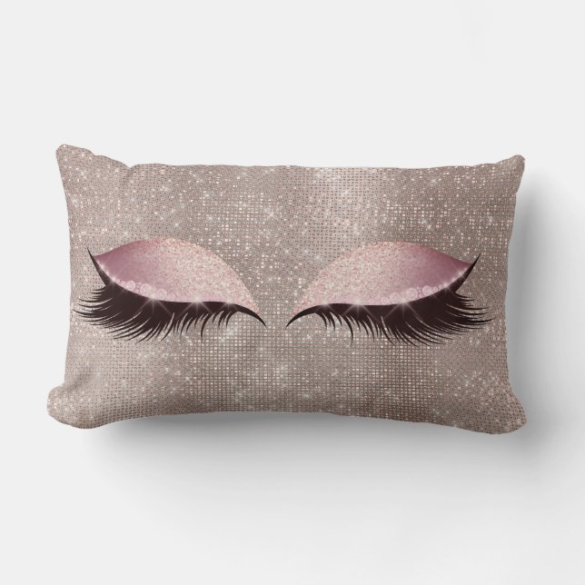 Coussin Rectangle Parties scintillant des cils Noir Glam Make Up Seq (Recto)