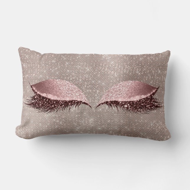 Coussin Rectangle Parties scintillant des cils rose glam maquiller l (Recto)