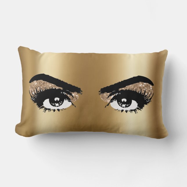 Coussin Rectangle Parties scintillant d'huile d'or Eyes (Recto)