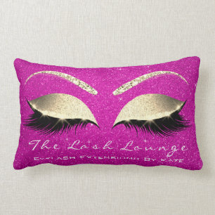 Coussin Rectangle Parties scintillant d'or Hot rose maquillage yeux 