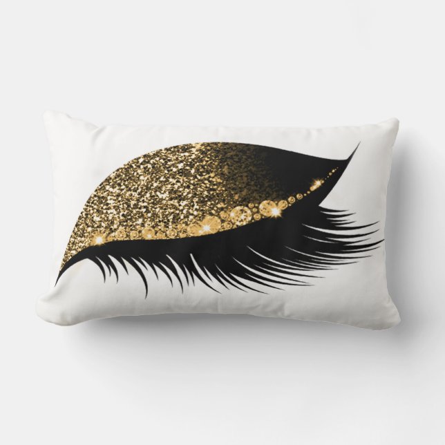 Coussin Rectangle Parties scintillant d'or Maquillage doré Yeux Lash (Recto)