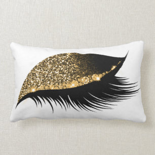Coussin Rectangle Parties scintillant d'or Maquillage doré Yeux Lash