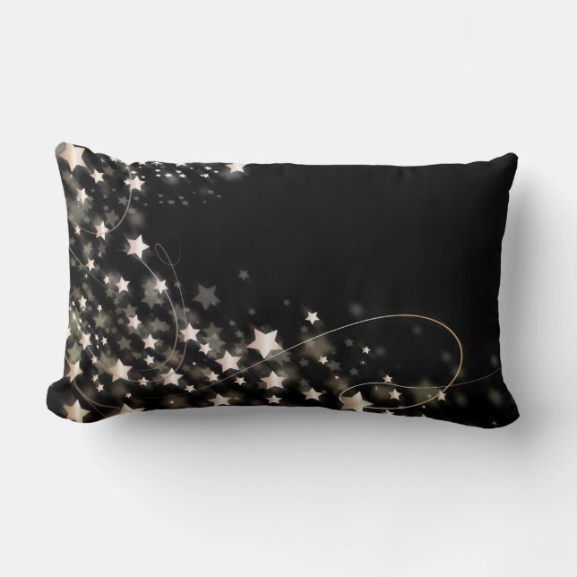 Coussin Rectangle Parties scintillant d'or noir Faux Foil Confetti S (Recto)
