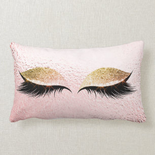 Coussin Rectangle Parties scintillant d'or rose Black Lashes Glam Ma