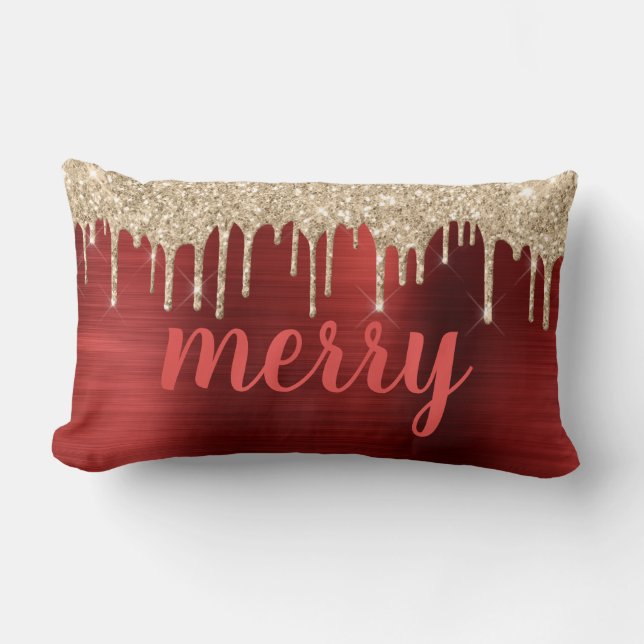 Coussin Rectangle Parties scintillant Drives Noël Rouge Metallic Typ (Recto)
