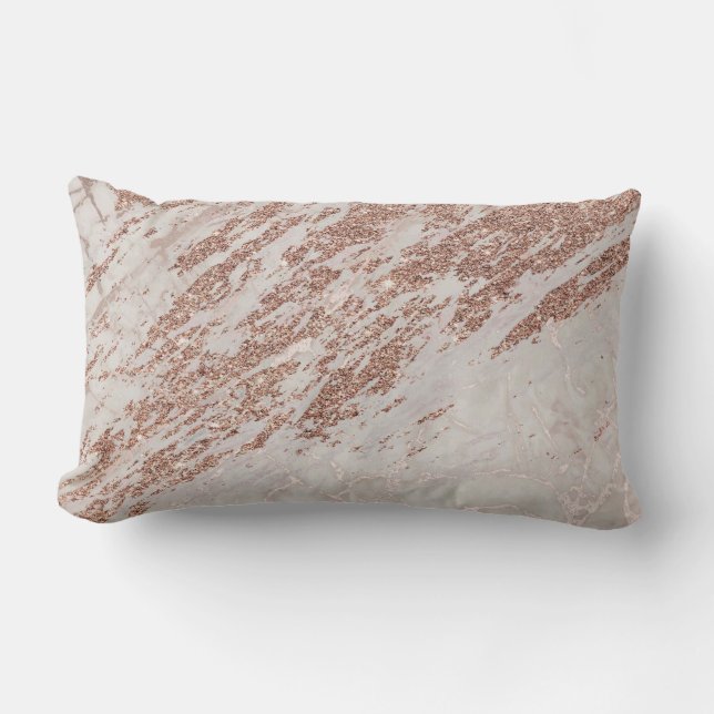 Coussin Rectangle Parties scintillant en marbre de luxe rose rose pâ (Recto)