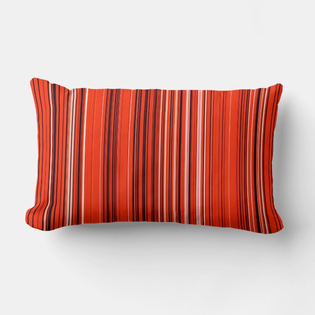 Coussin Rectangle Parties scintillant et rayures rouge noir blanc (Recto)