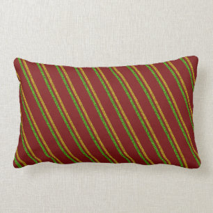Coussin Rectangle Parties scintillant Green & Gold Stripes