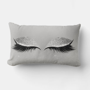 Coussin Rectangle Parties scintillant gris argent Noir Glam maquilla