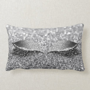 Coussin Rectangle Parties scintillant gris argenté Lash Maquillage M