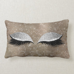 Coussin Rectangle Parties scintillant gris argenté Noir Glam Make Up